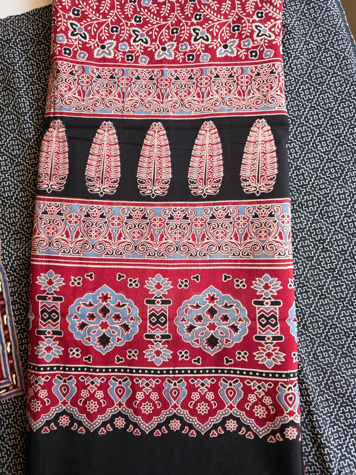 Black Cotton Weave Salwar Set (3 Piece)