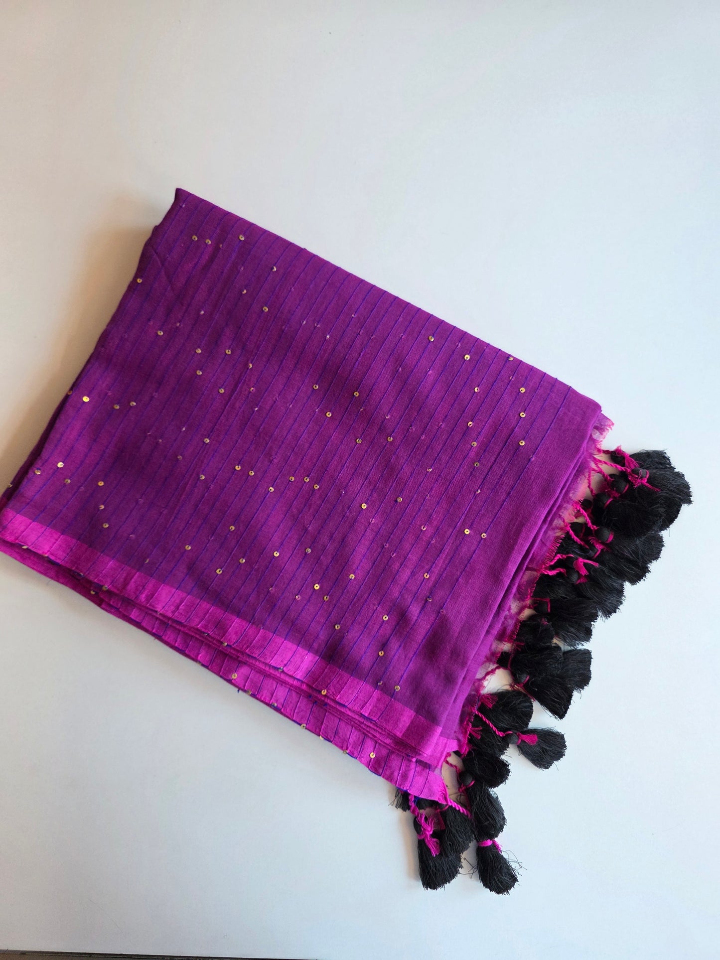 Purple-Mulmul Sequin Saree
