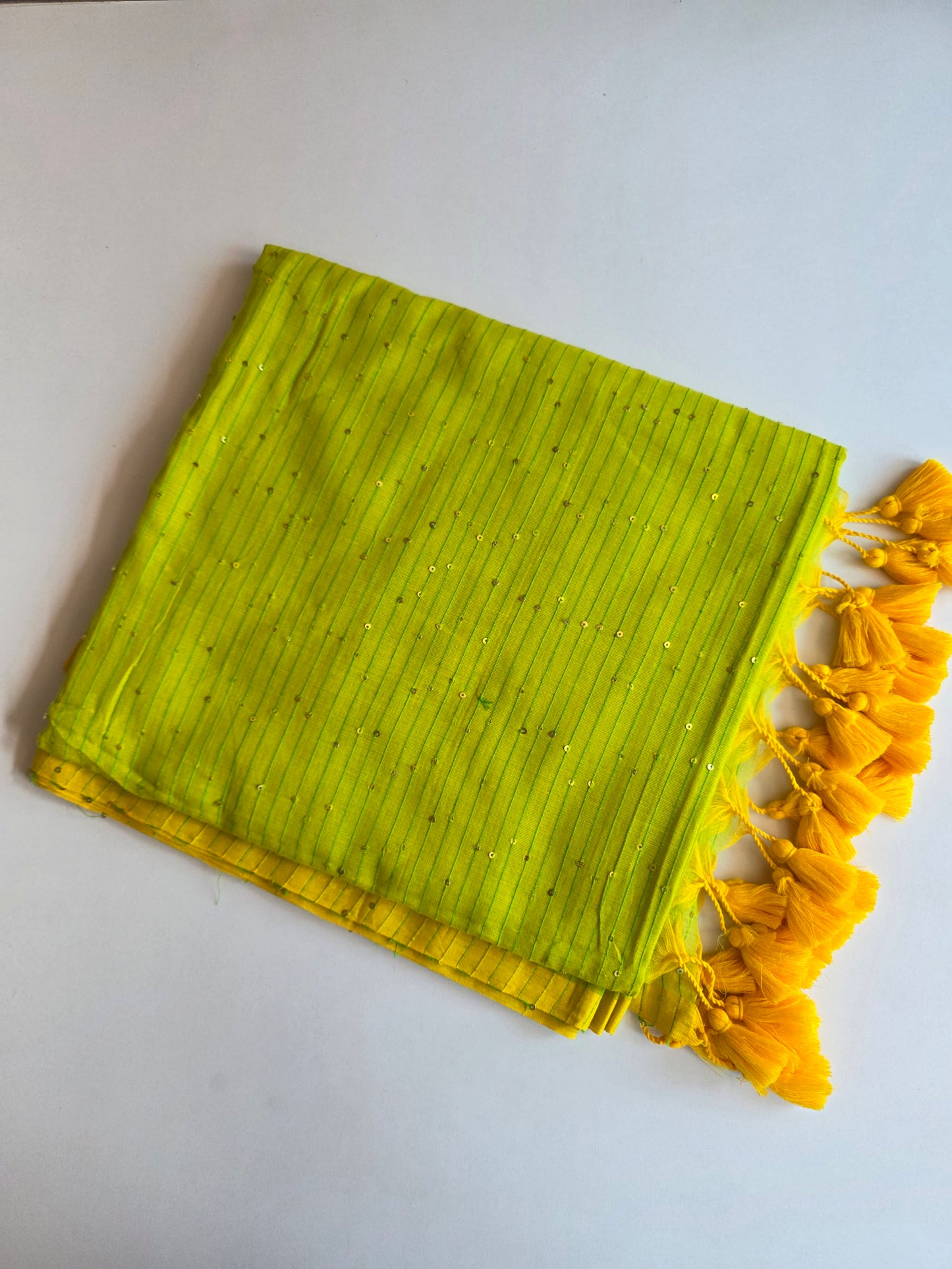 Lime Green -Mulmul Sequin Saree