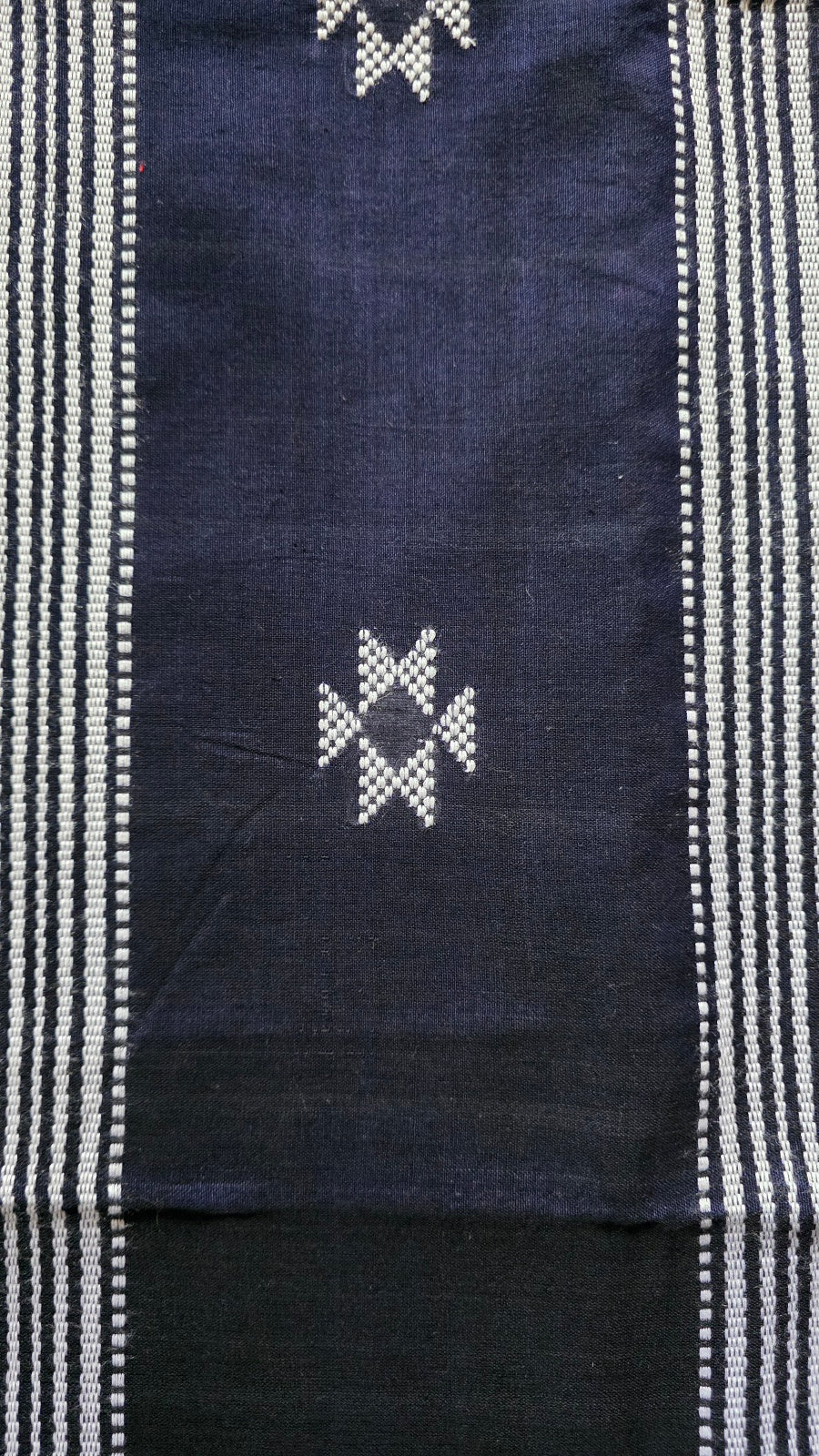 Navy Blue Bhujodi Handloom Cotton Silk Saree from Kutch