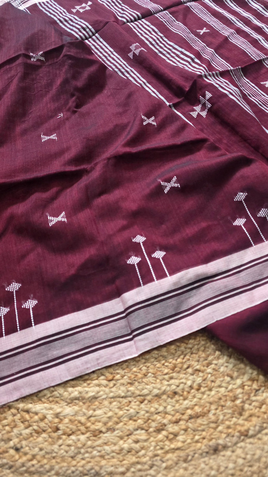 Chukki Handloom Cotton Saree – Maroon