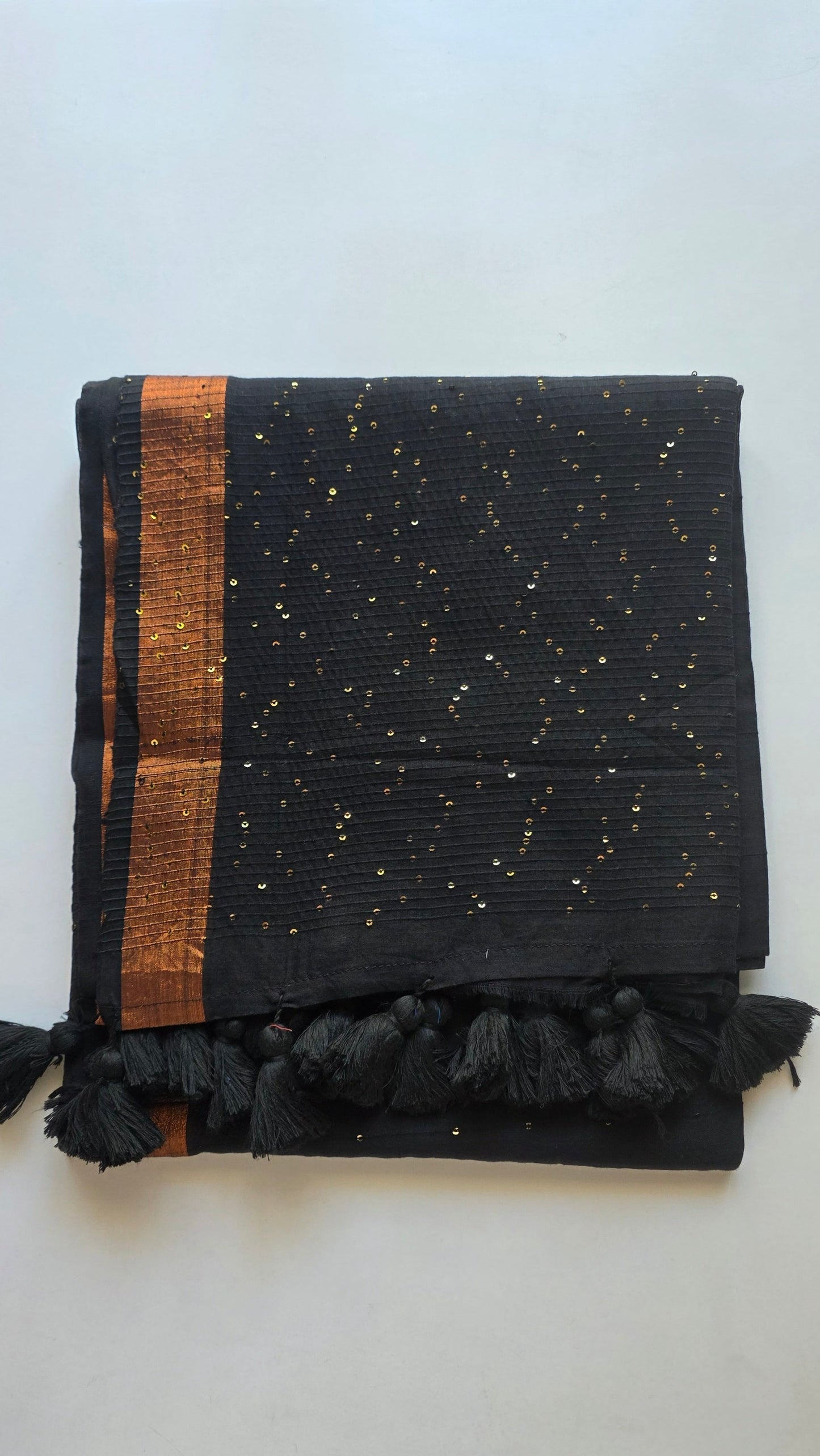 Black -Mulmul Sequin Saree with Border