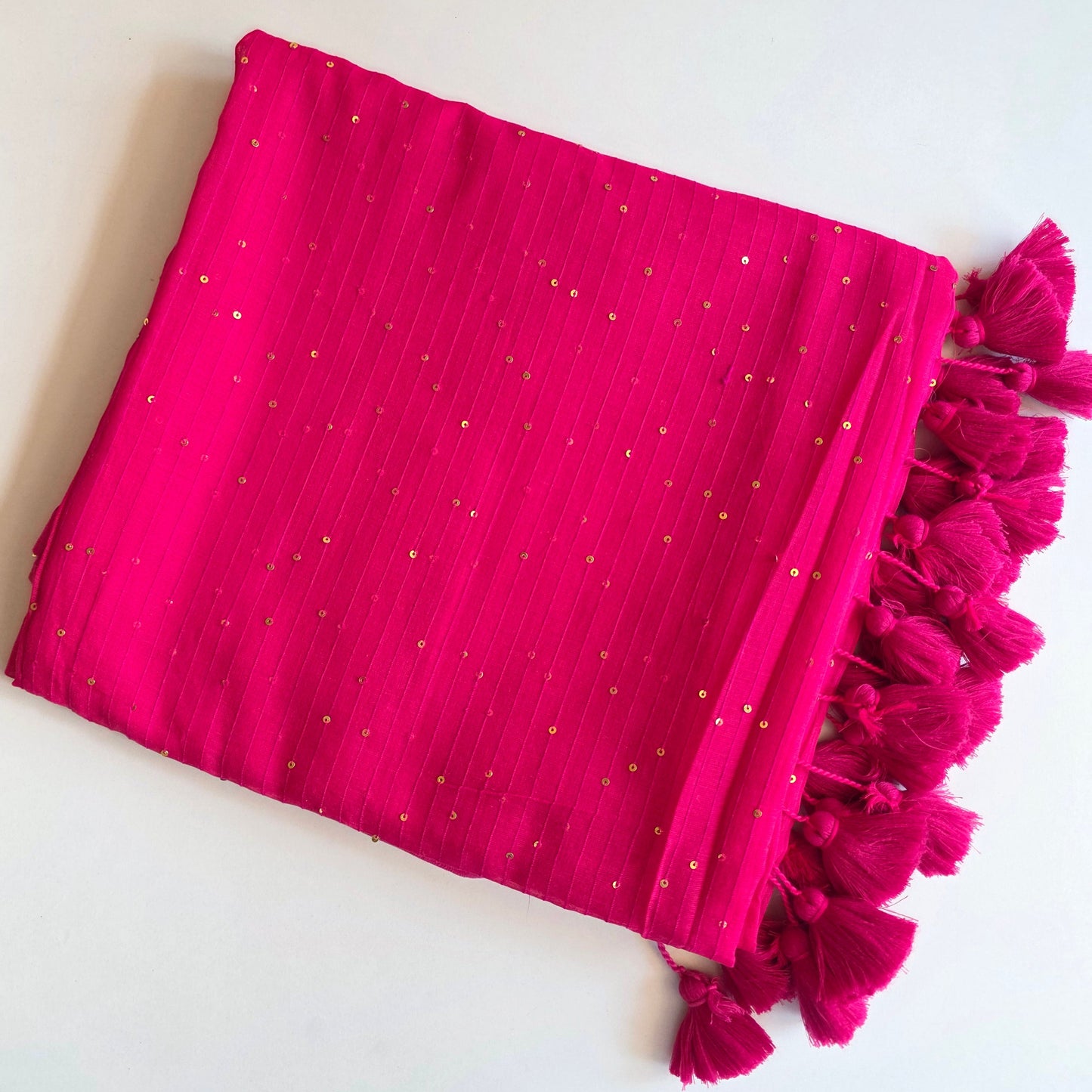 Hot Pink -Mulmul Sequin Saree