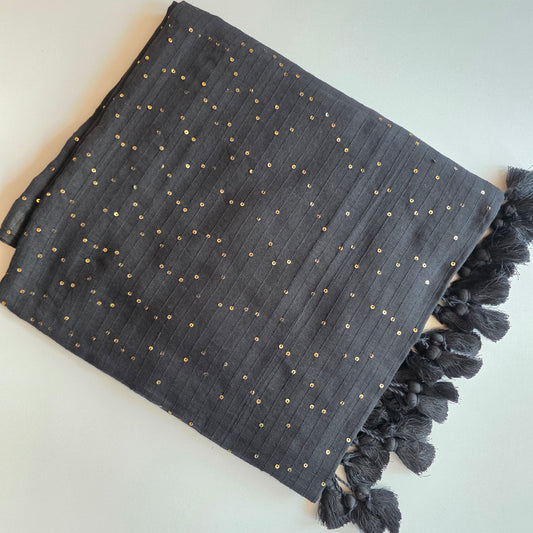 Black -Mulmul Sequin Saree