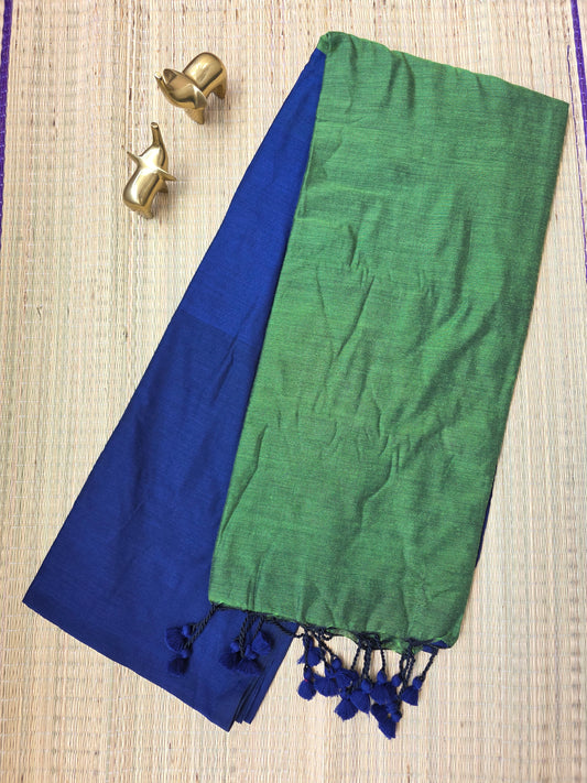 Blue - Green Khadi Cotton Saree