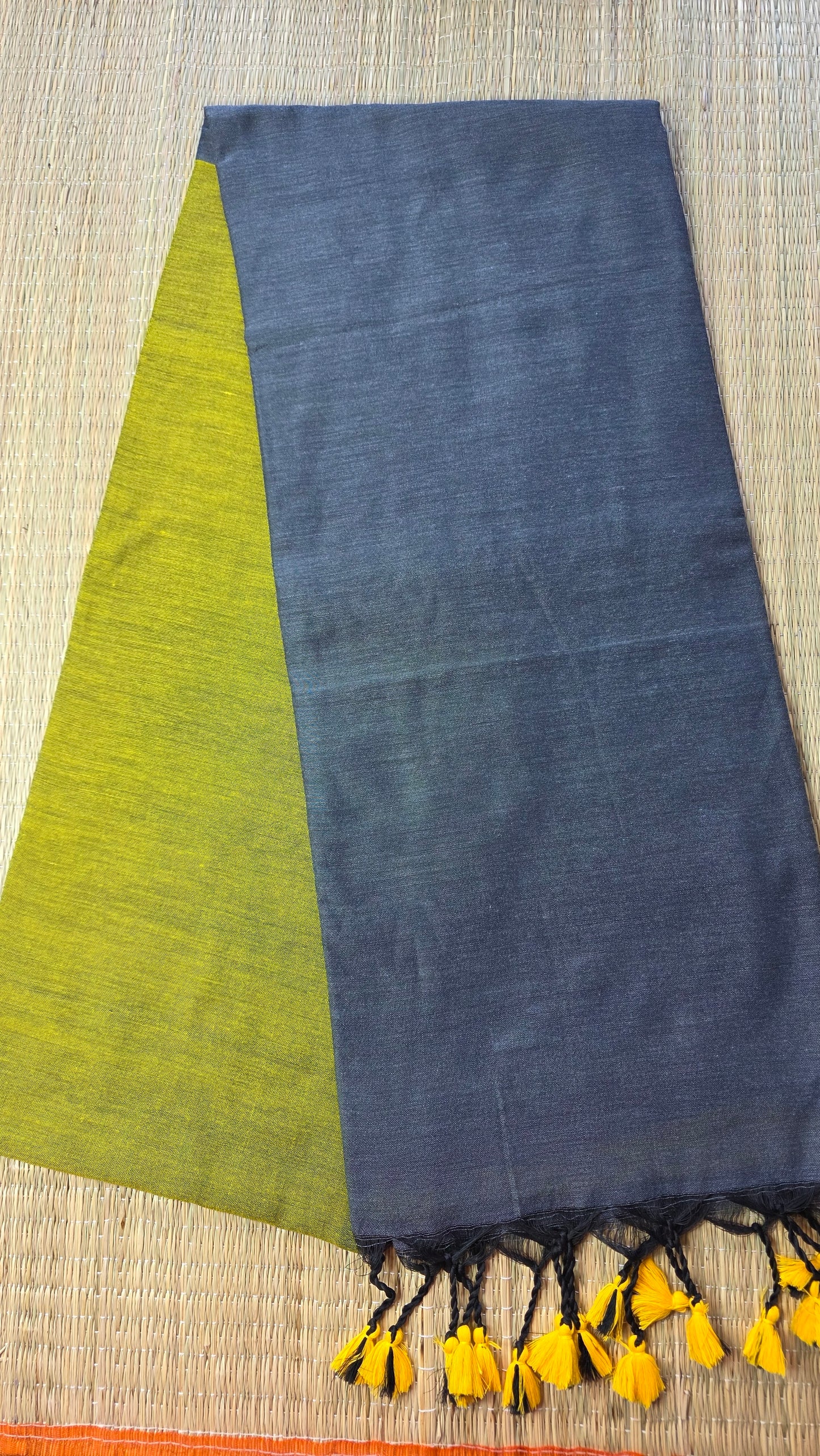 Green- Grey Khadi Cotton Saree