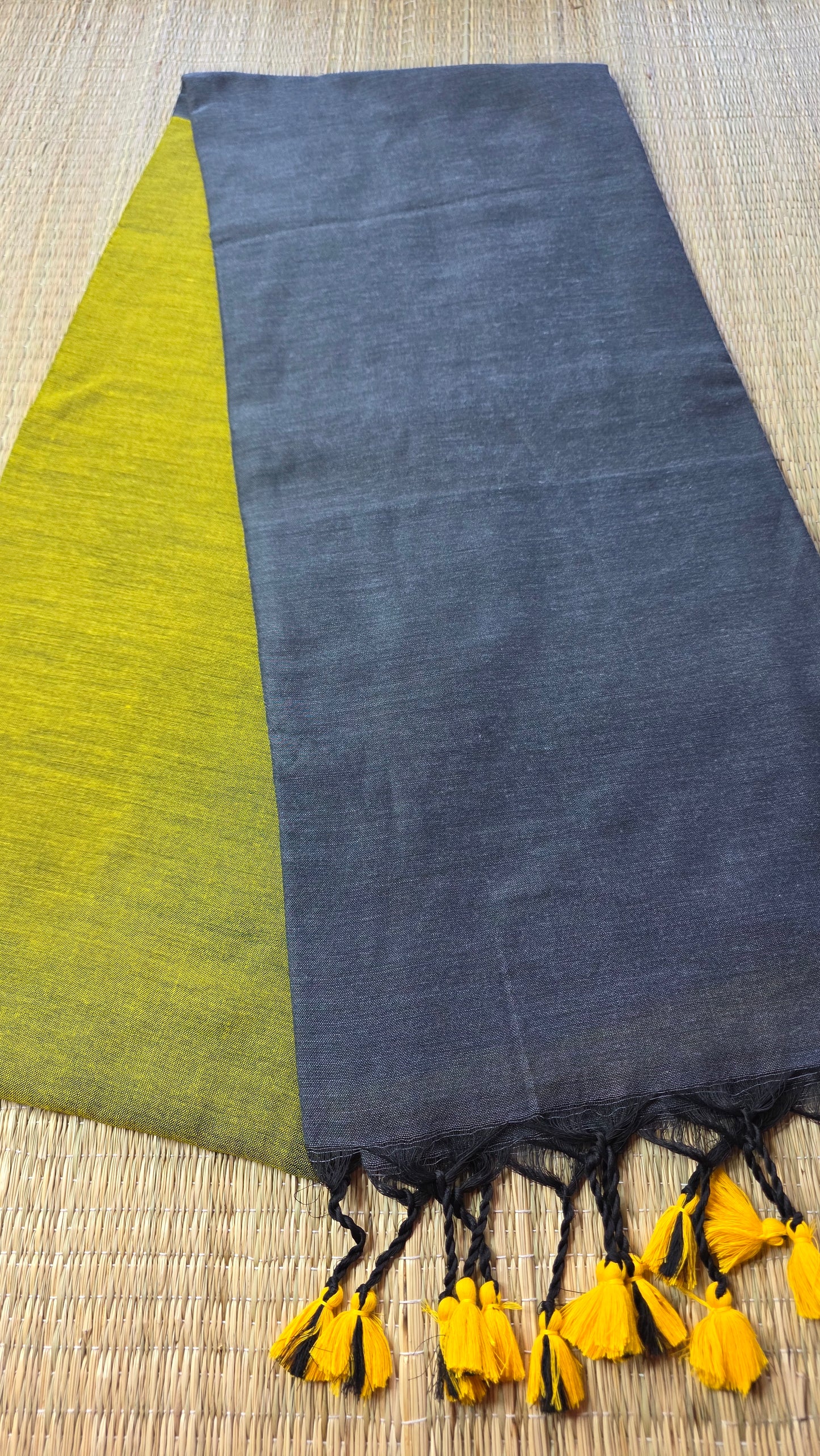 Green- Grey Khadi Cotton Saree