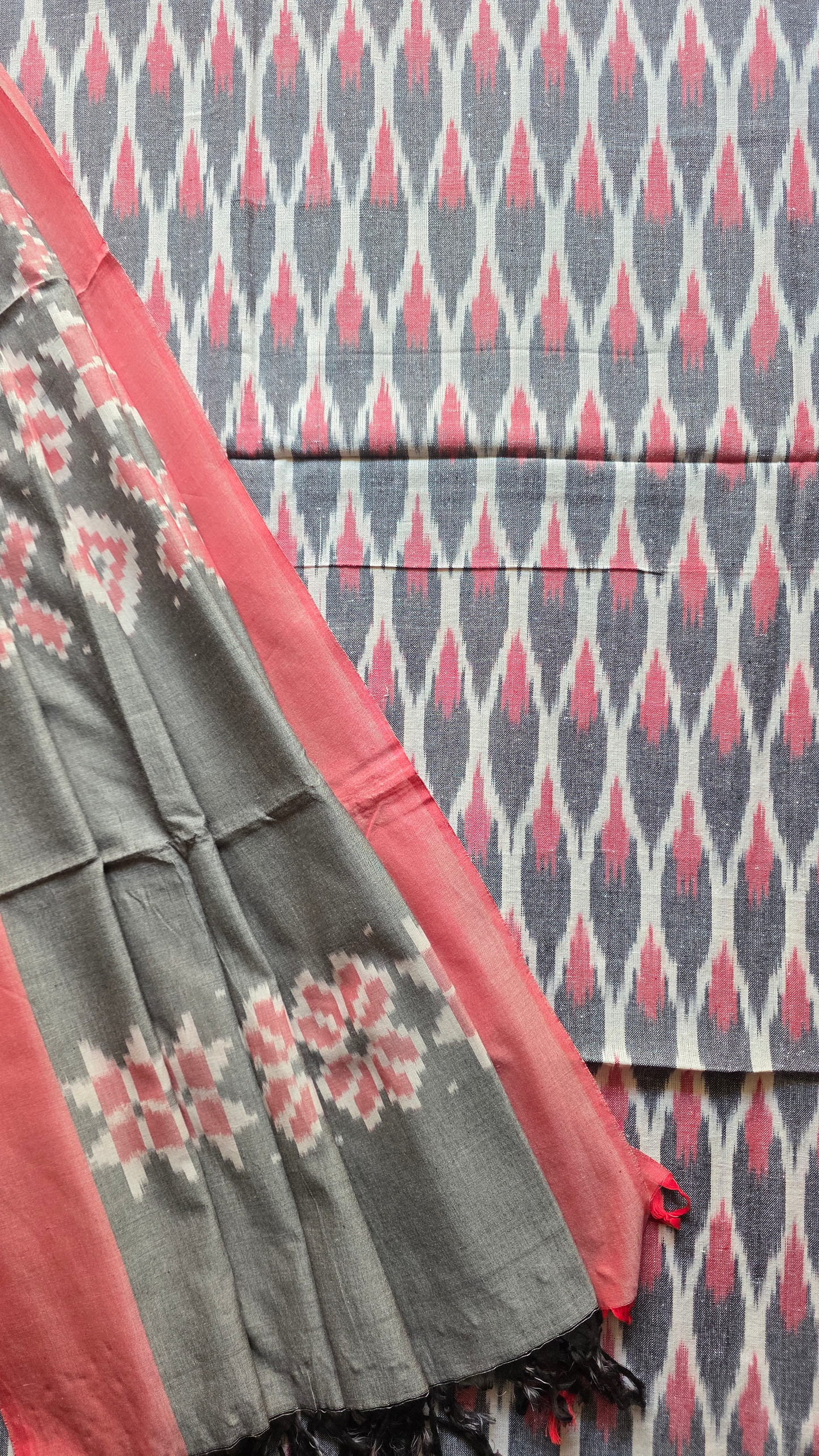 Ikat Grey & Pink salwar Set (2 Piece)