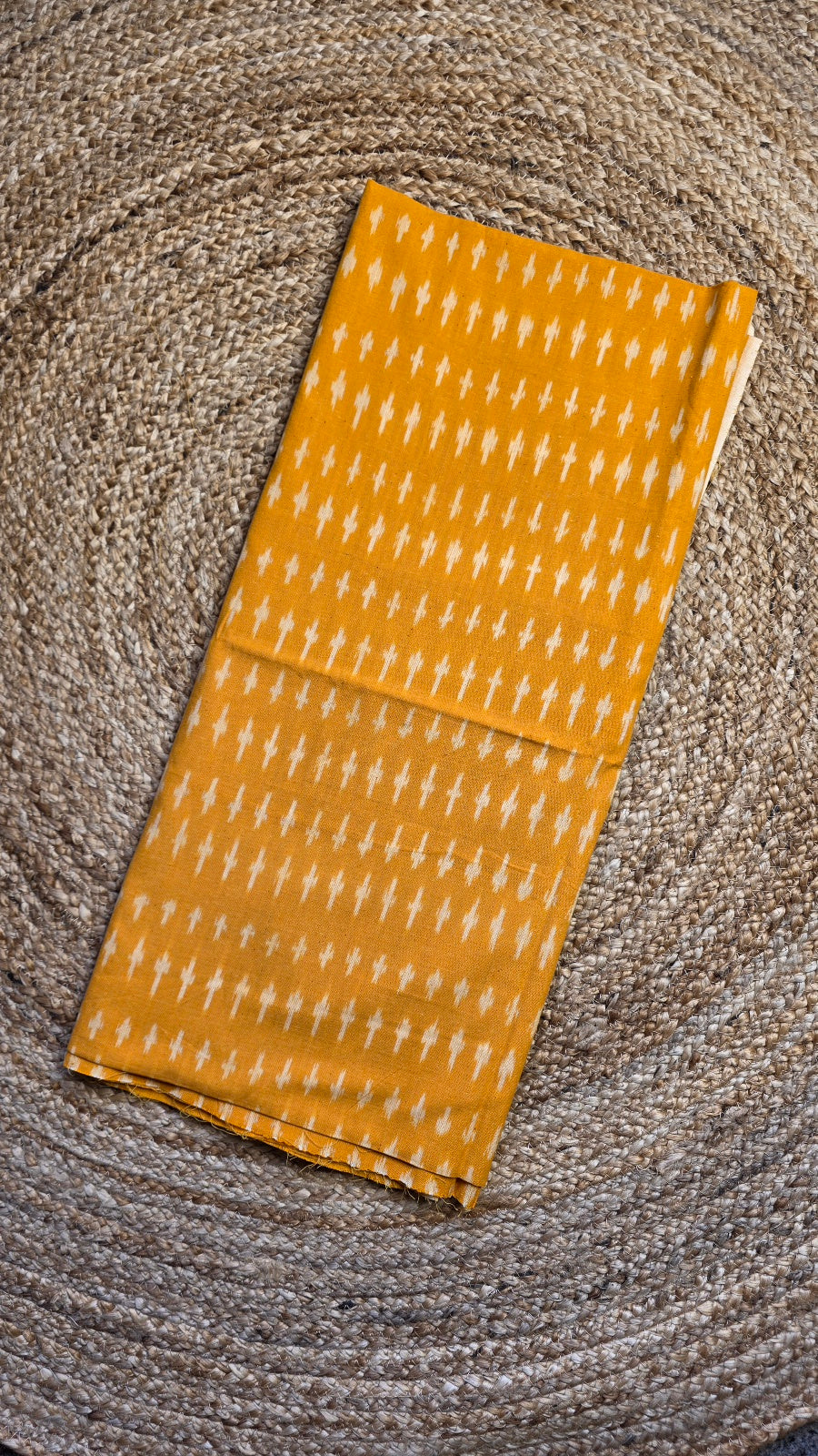 Yellow & Grey Handloom Ikat Cotton Dress Material (2 Piece)