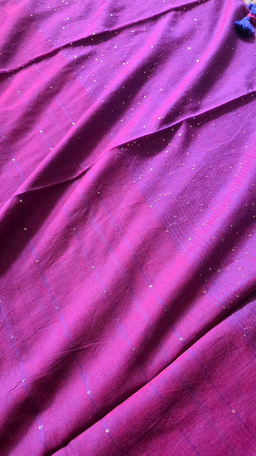 Purple Mulmul Sequin Saree with Border