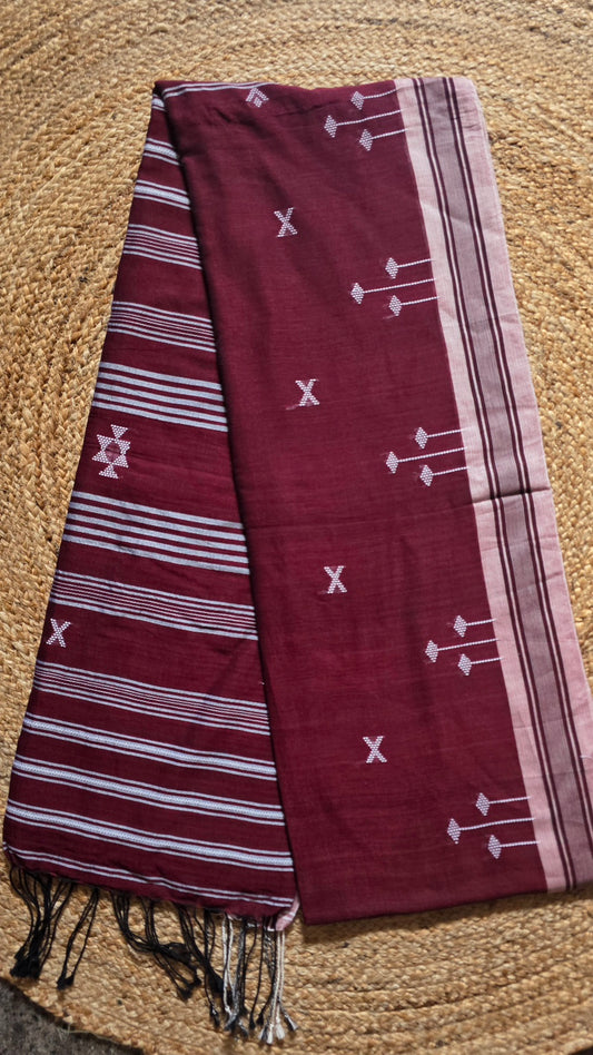 Chukki Handloom Cotton Saree – Maroon