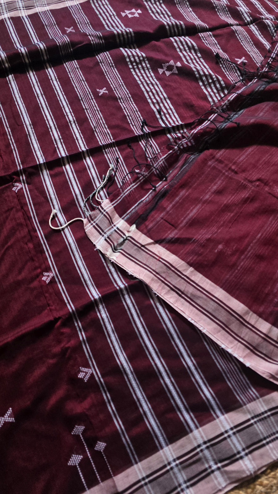 Chukki Handloom Cotton Saree – Maroon