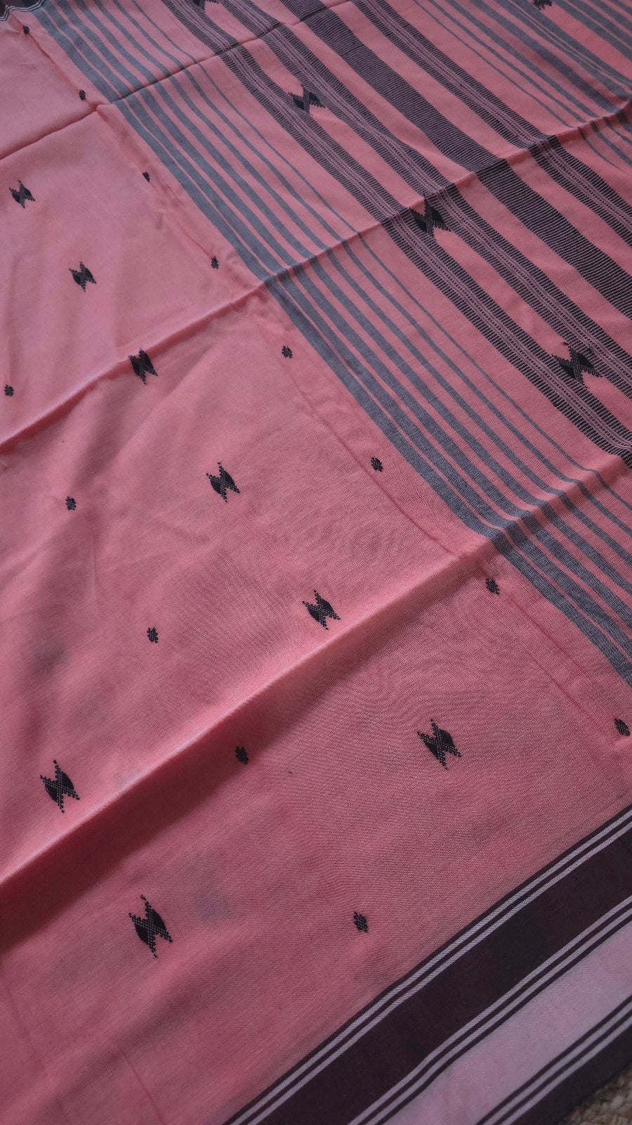 Chukki Handloom Cotton Saree – Peach Pink