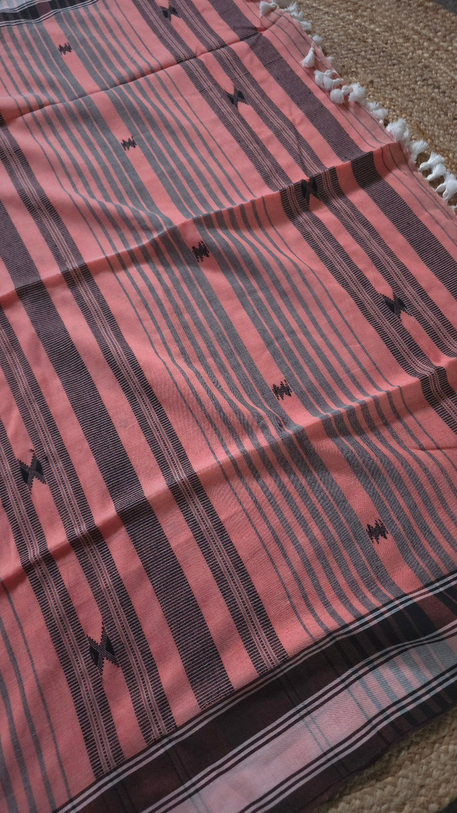 Chukki Handloom Cotton Saree – Peach Pink