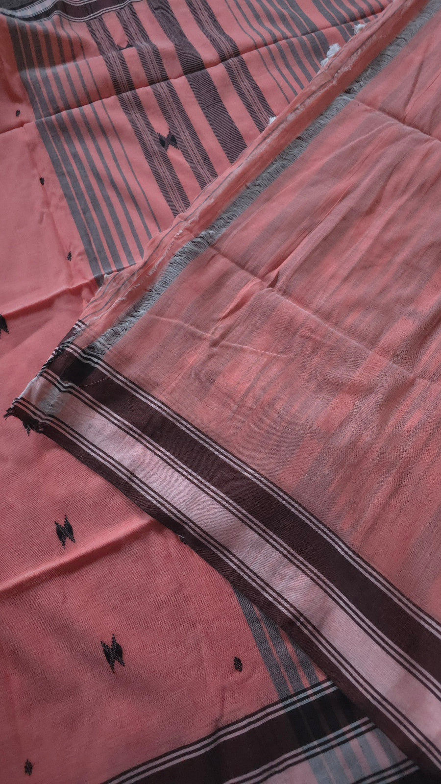 Chukki Handloom Cotton Saree – Peach Pink