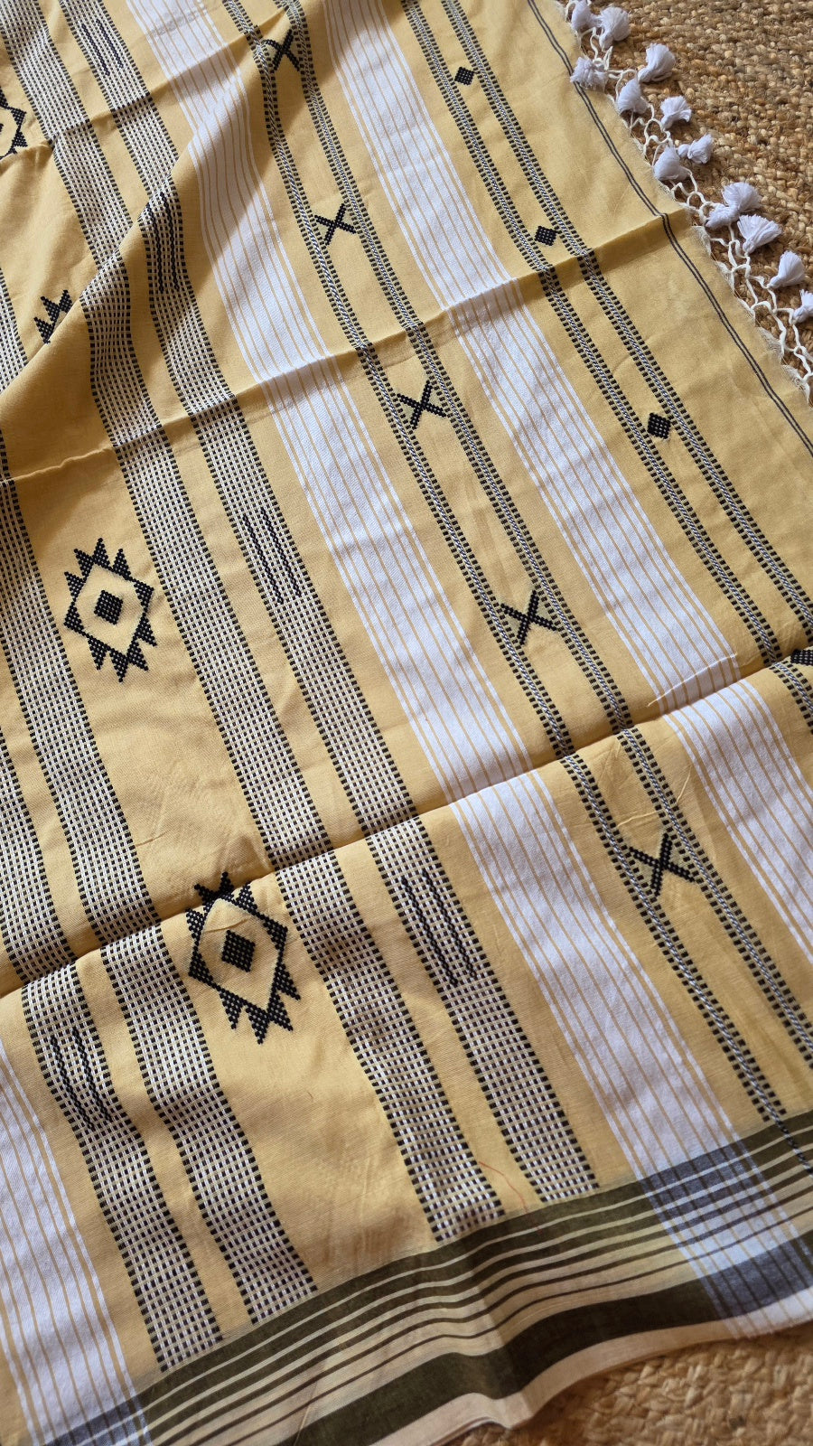Chukki Handloom Cotton Saree – Pale Yellow