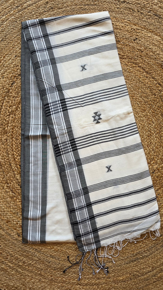 Chukki Handloom Cotton Saree – Off-White