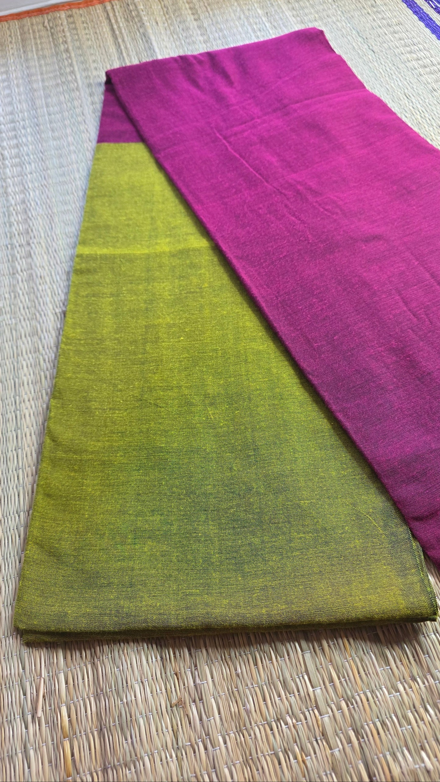 Light Green- Pink Khadi Cotton Saree