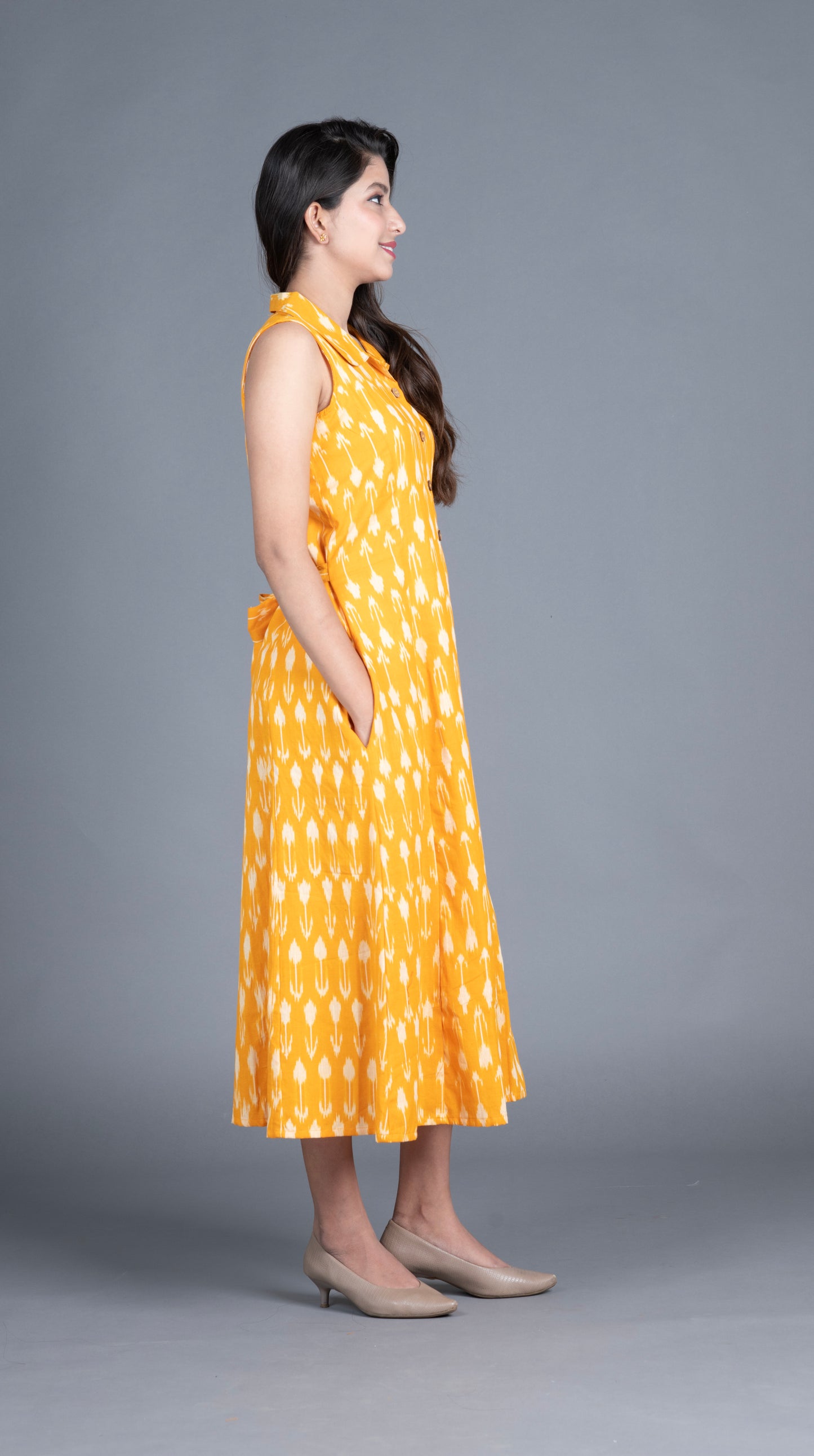 Ikat Dress- Yellow