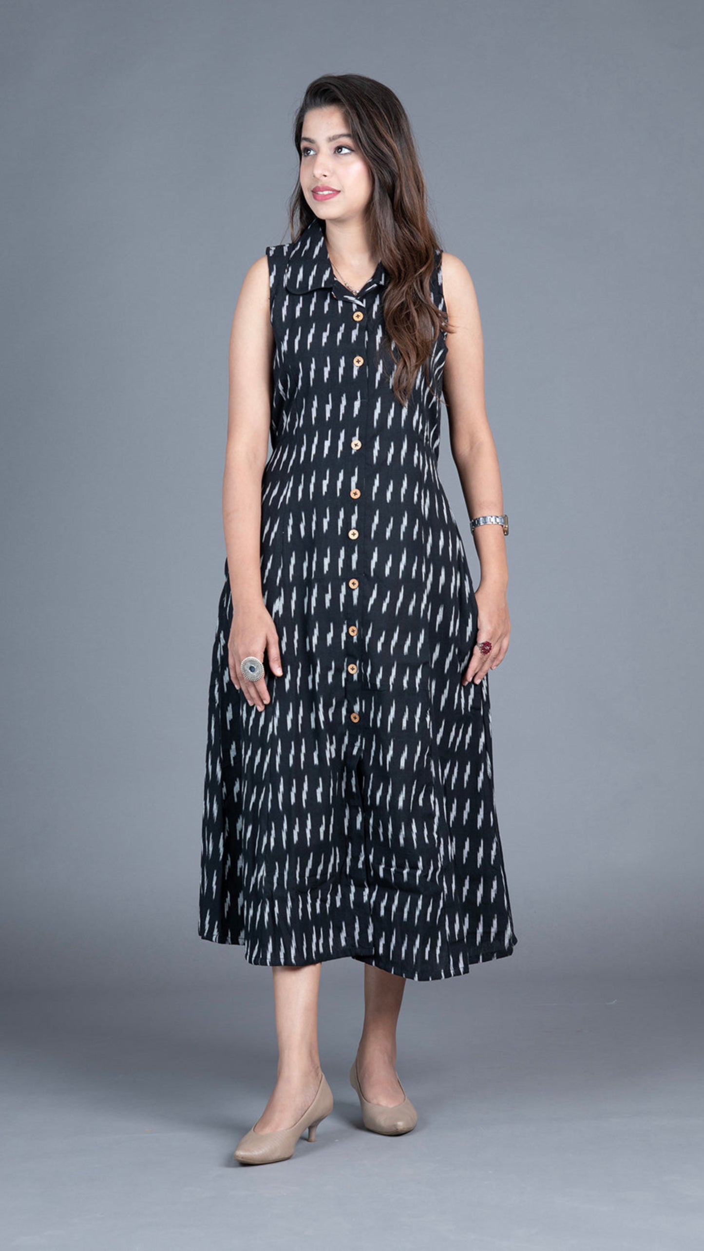 Ikat Dress- Black