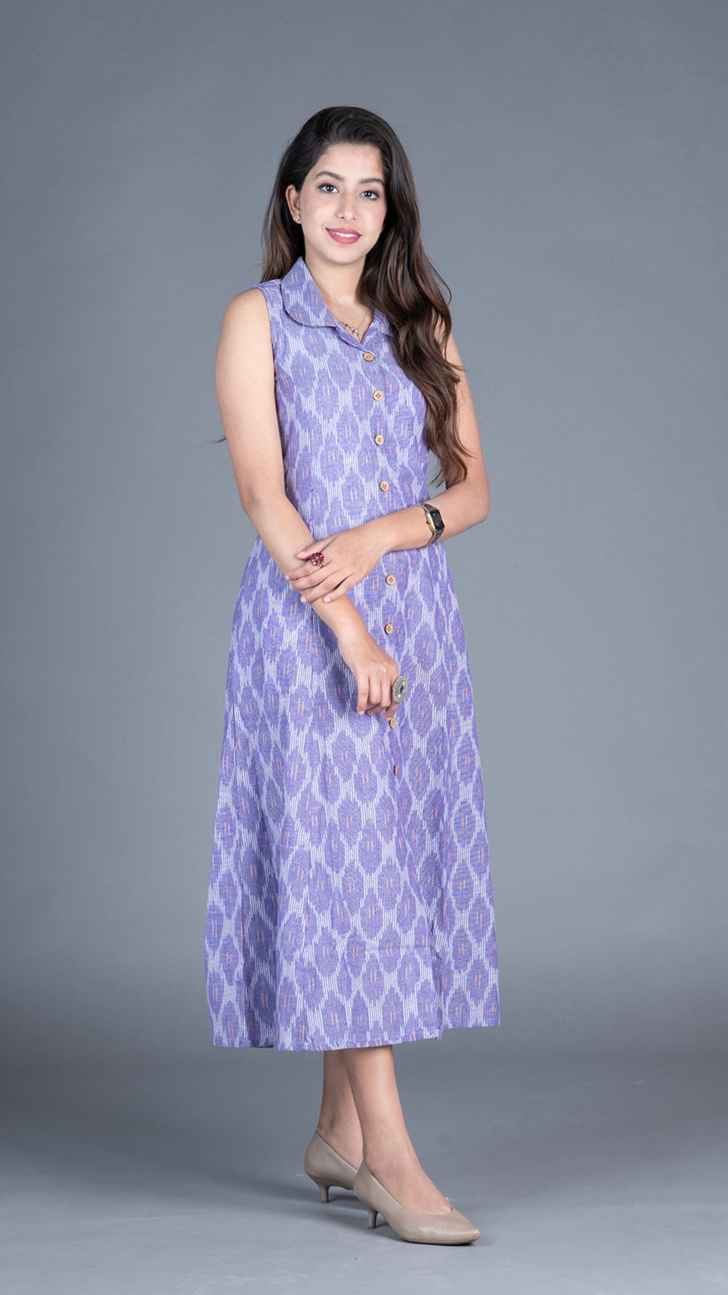 Ikat Dress- Lavender