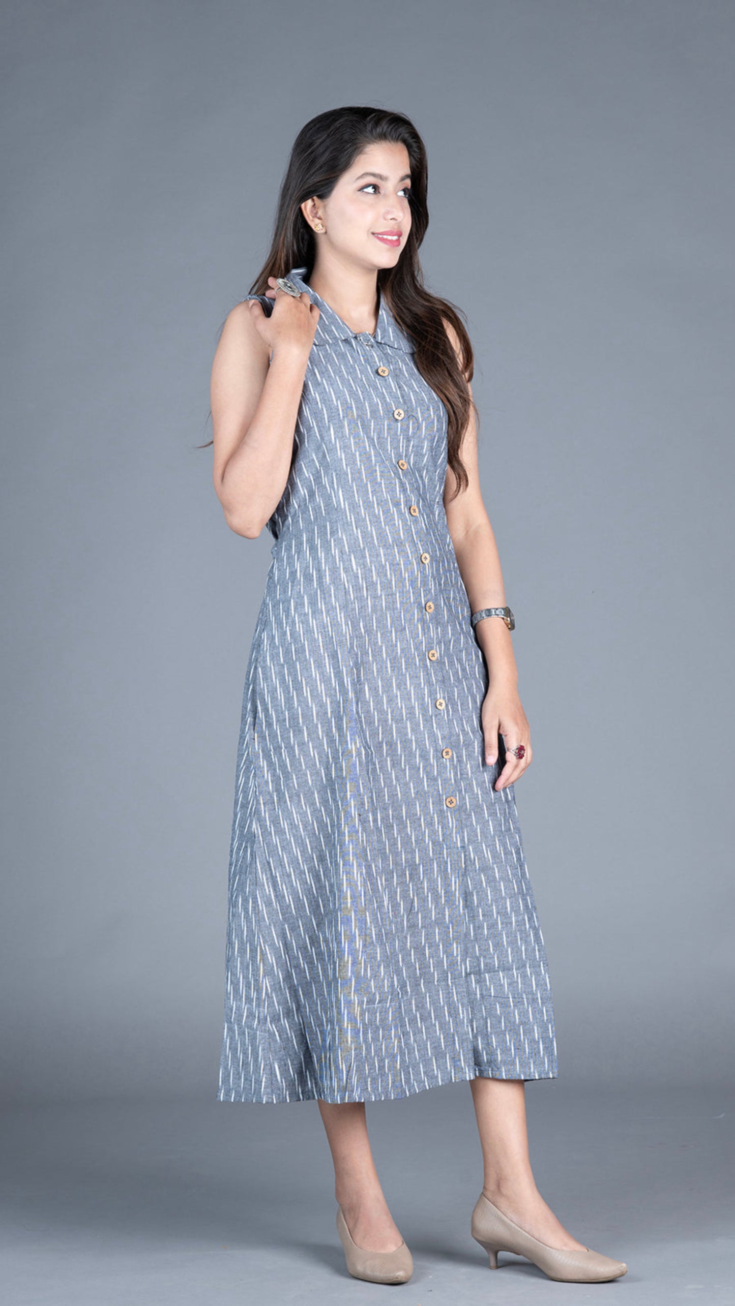 Ikat Dress -Grey