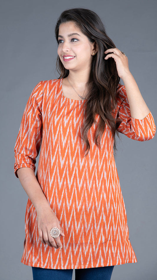 Orange Ikat Short Kurta