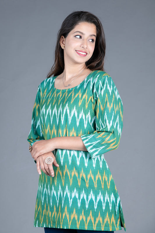 Green Ikat Short Kurta