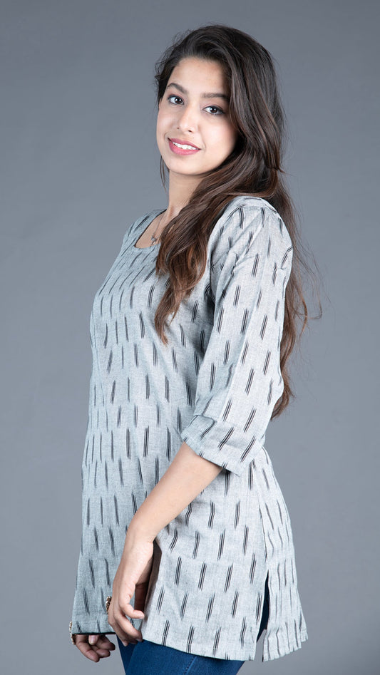 Grey Ikat Short Kurta
