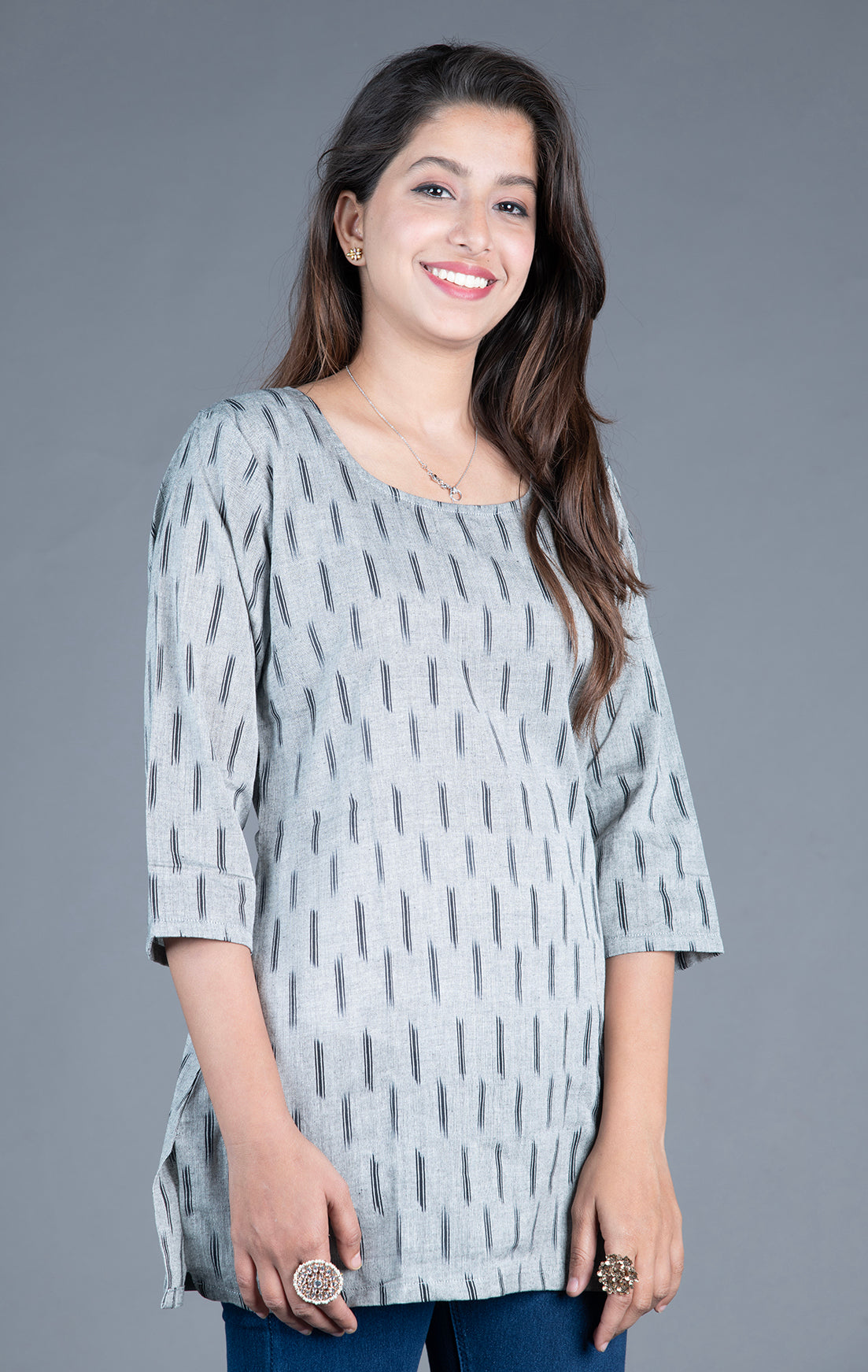 Grey Ikat Short Kurta