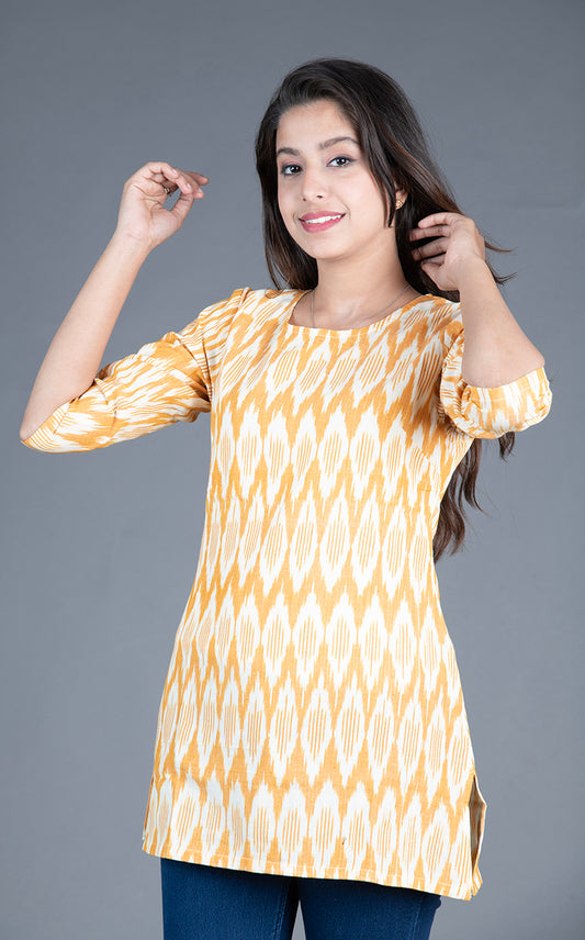 Yellow Ikat Short Kurta