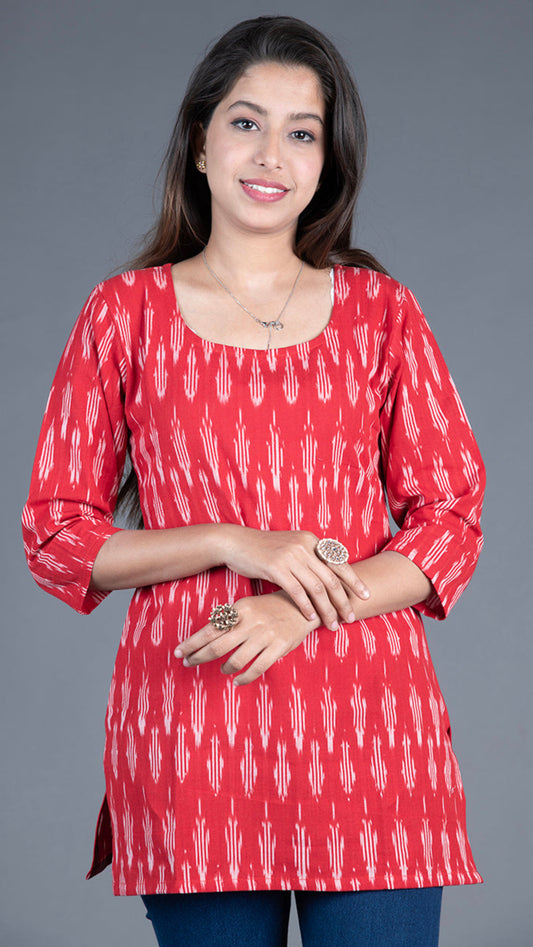 Red Ikat Short Kurta