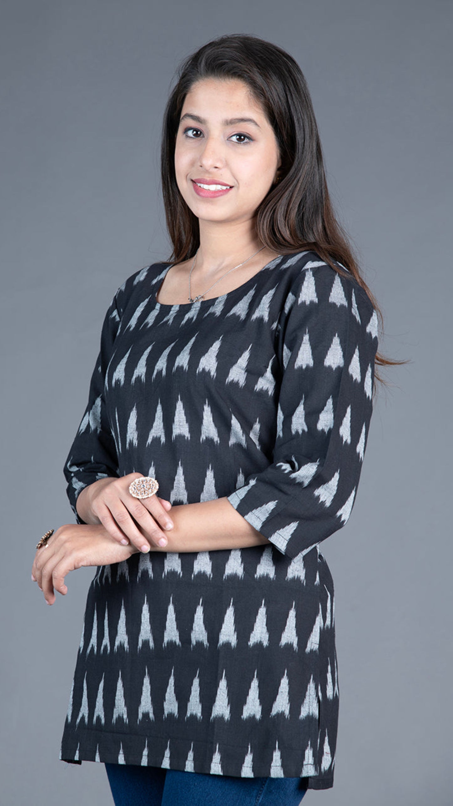 Black Ikat Short Kurta