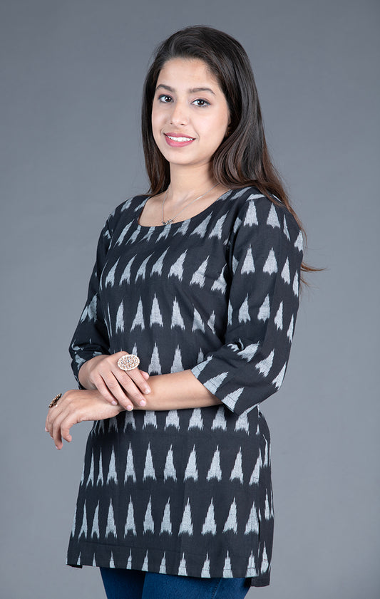 Black Ikat Short Kurta