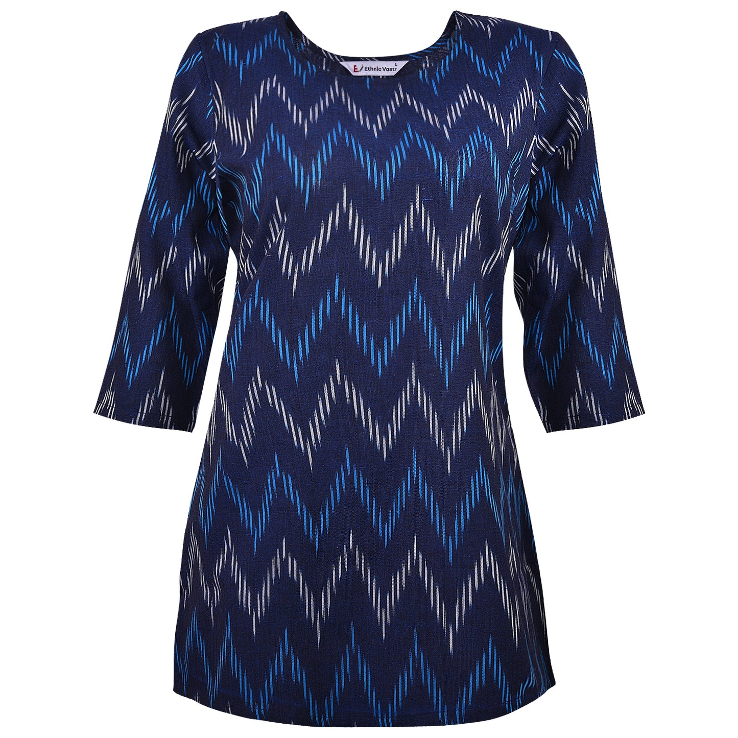 Navy Blue Ikat Short Kurta