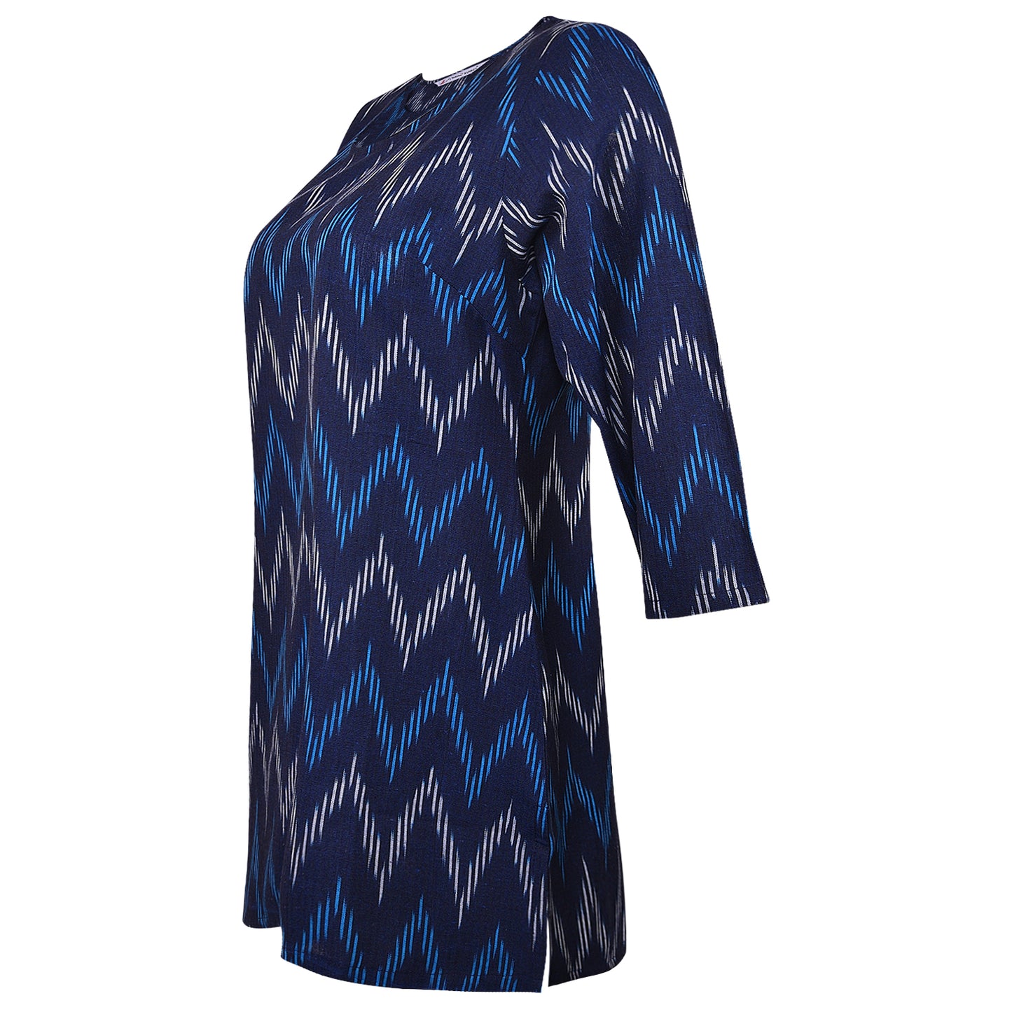 Navy Blue Ikat Short Kurta