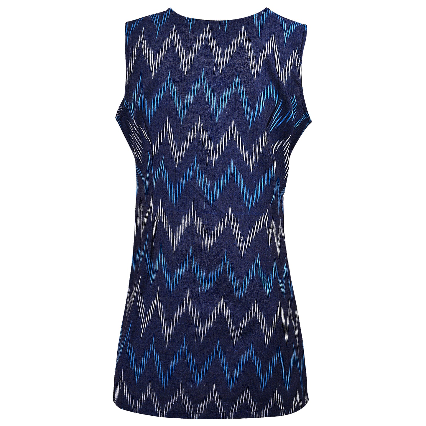 Navy Blue Ikat Short Kurta (Sleeveless)
