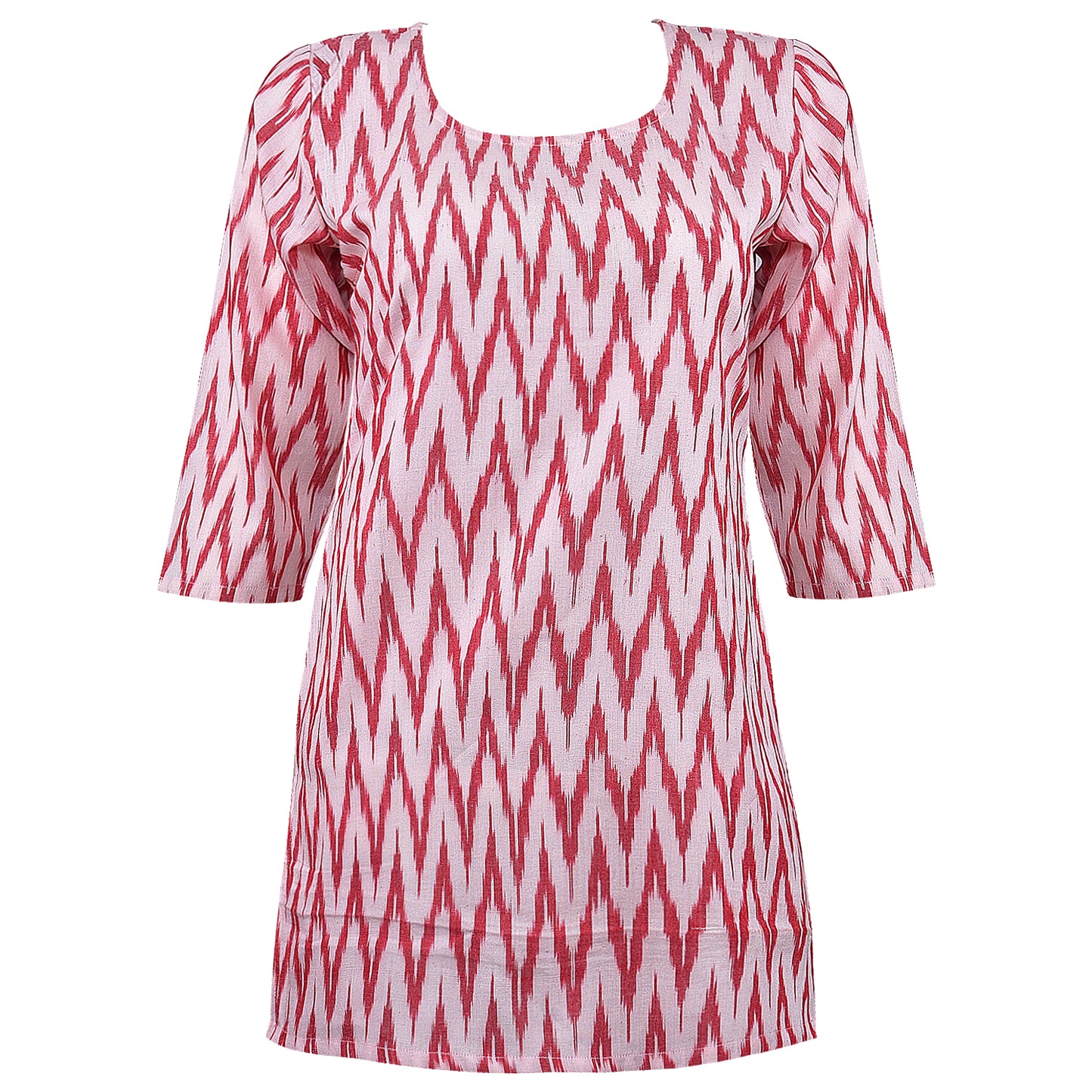 Red & White Ikat Short Kurta