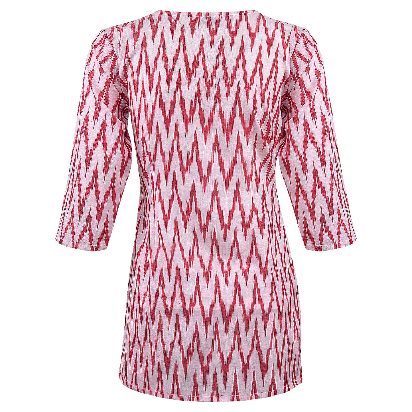 Red & White Ikat Short Kurta