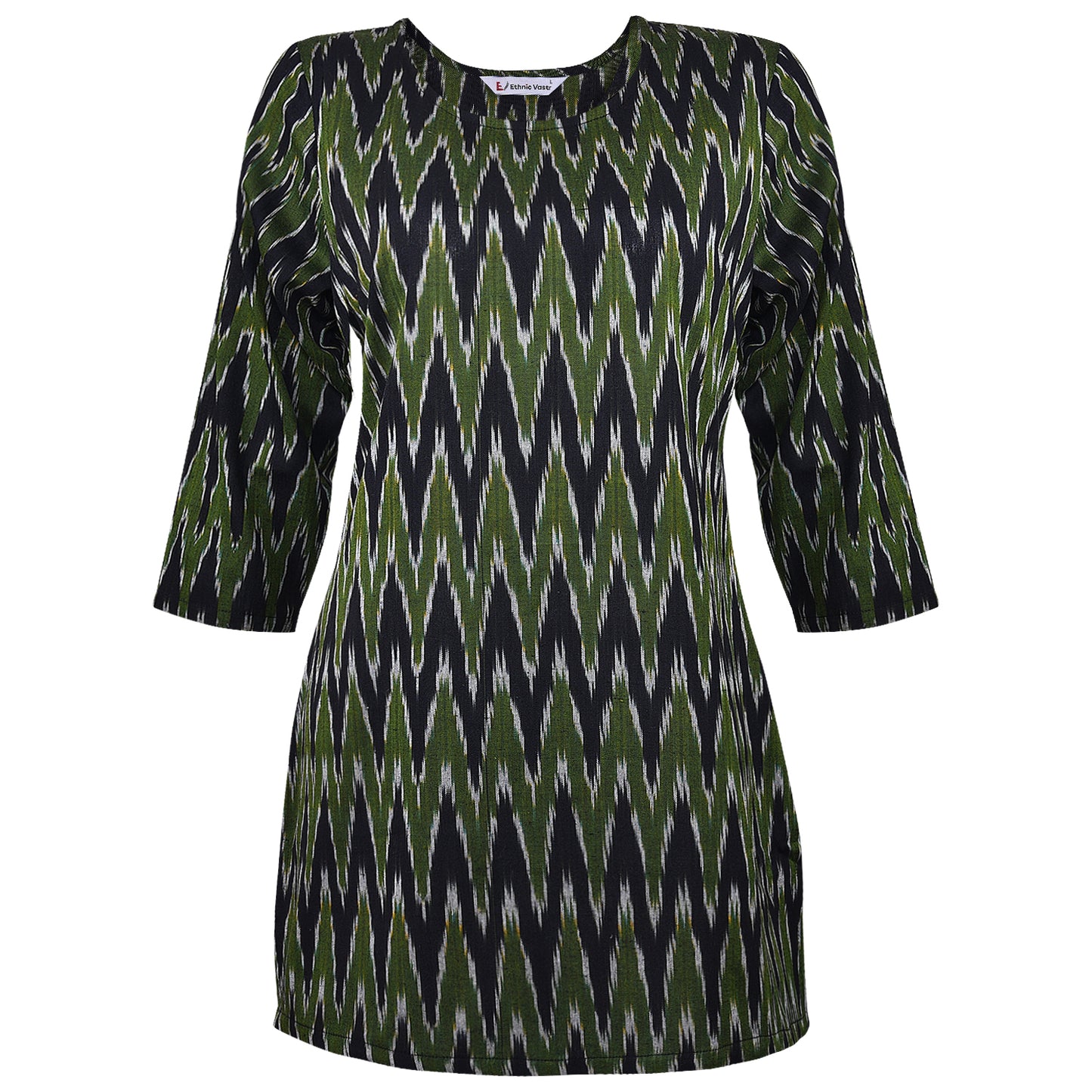 Dark Green Ikat Short Kurta