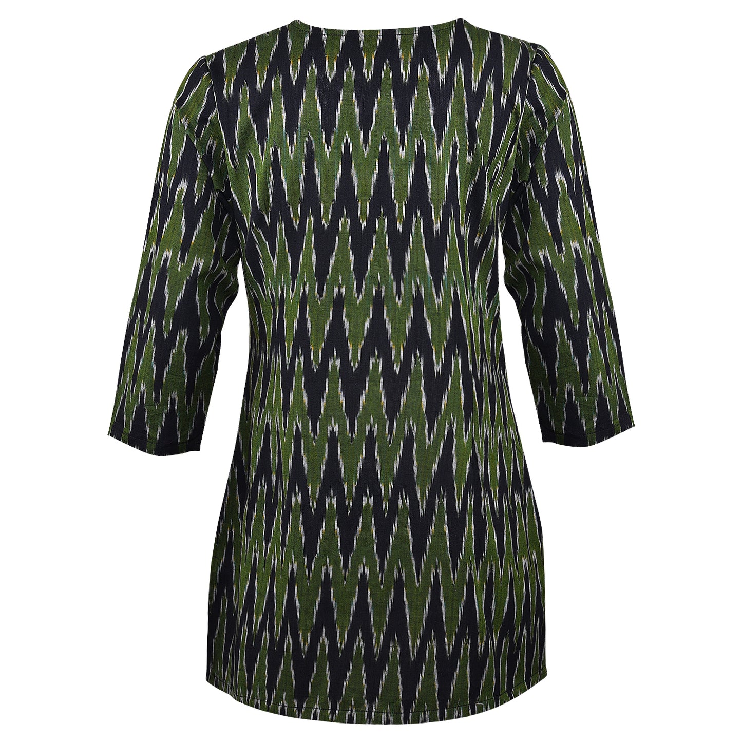 Dark Green Ikat Short Kurta