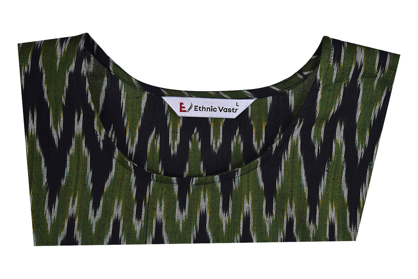 Dark Green Ikat Short Kurta (Sleeveless)