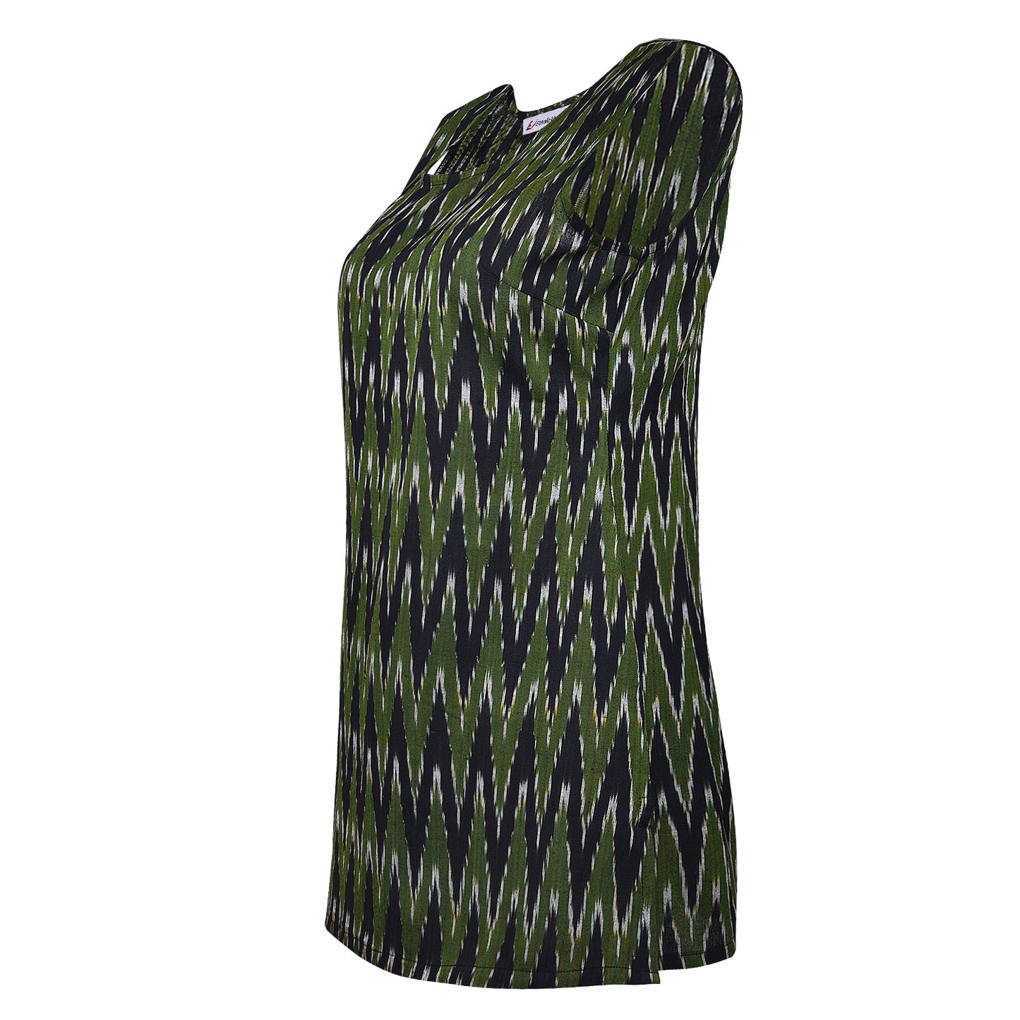 Dark Green Ikat Short Kurta (Sleeveless)