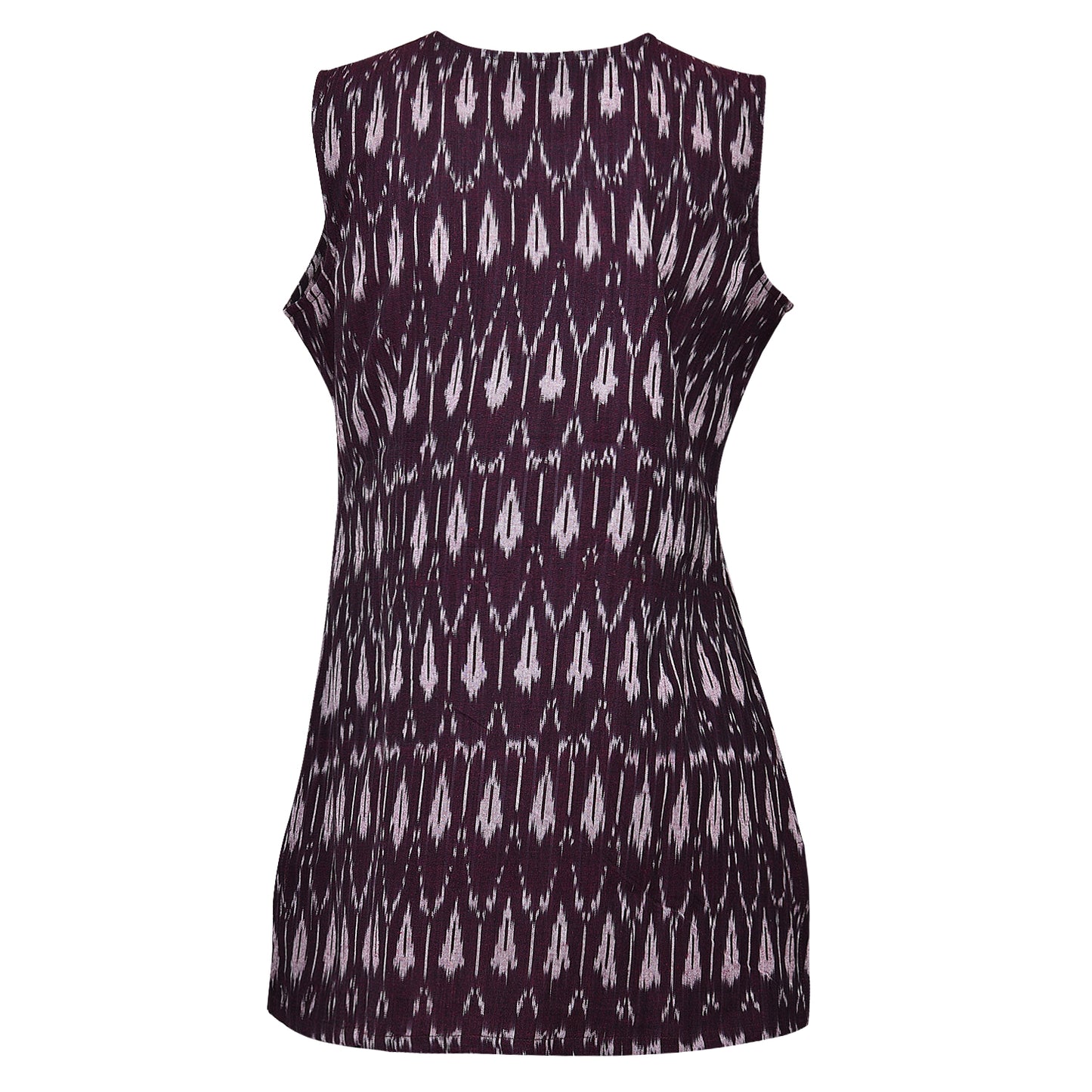 Wine Ikat Short Kurta (Sleeveless)
