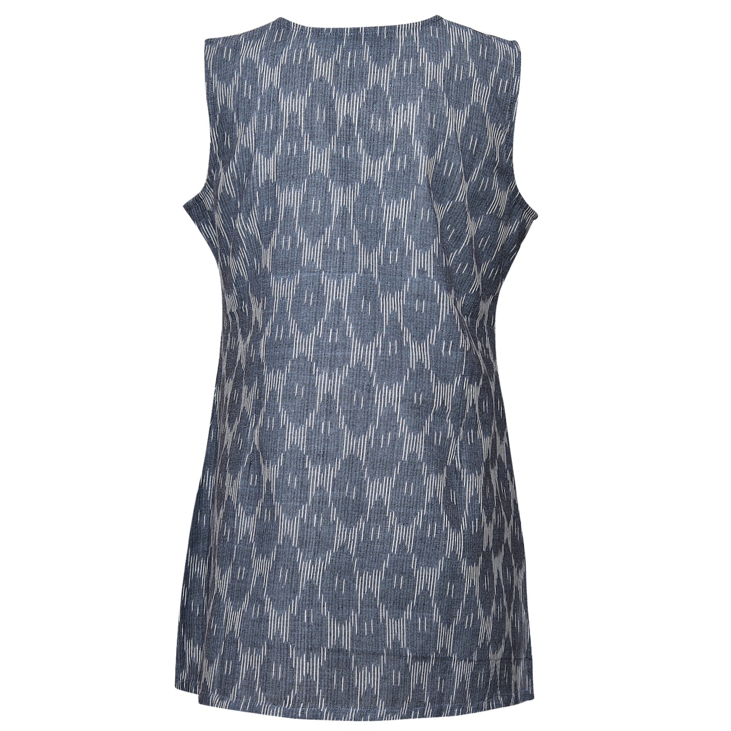 Grey & White Ikat Short Kurta (Sleeveless)