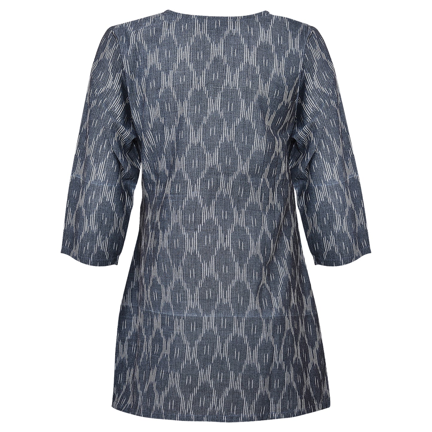 Grey & White Ikat Short Kurta