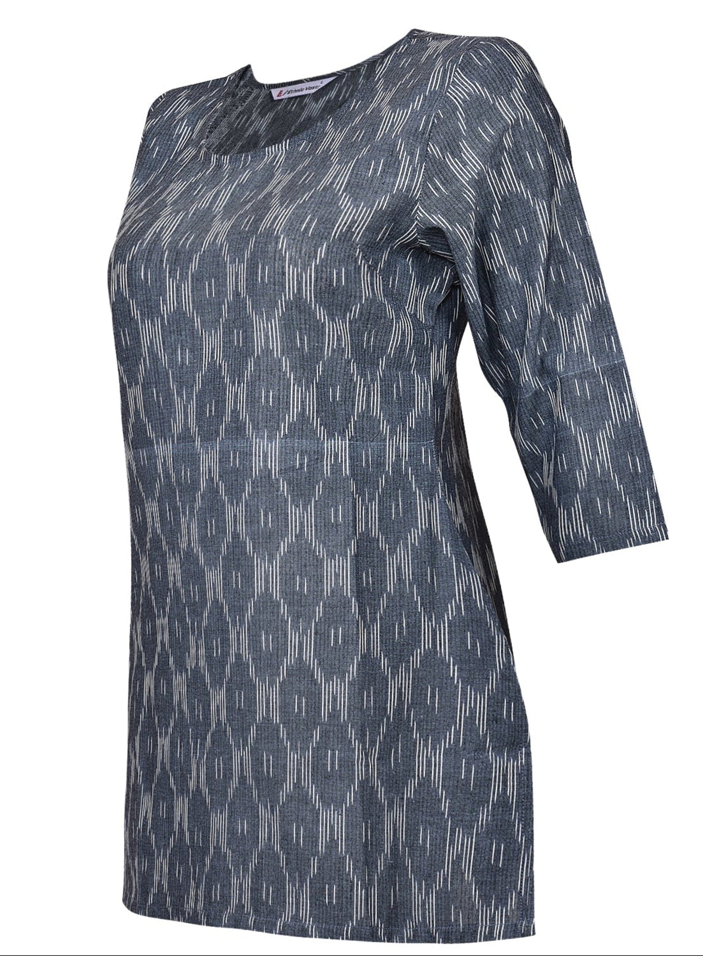 Grey & White Ikat Short Kurta