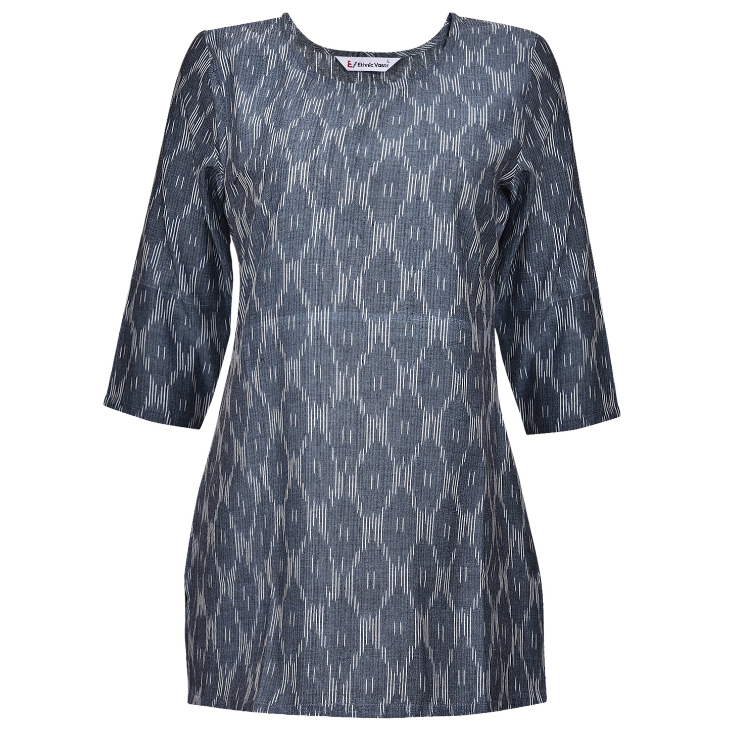 Grey & White Ikat Short Kurta