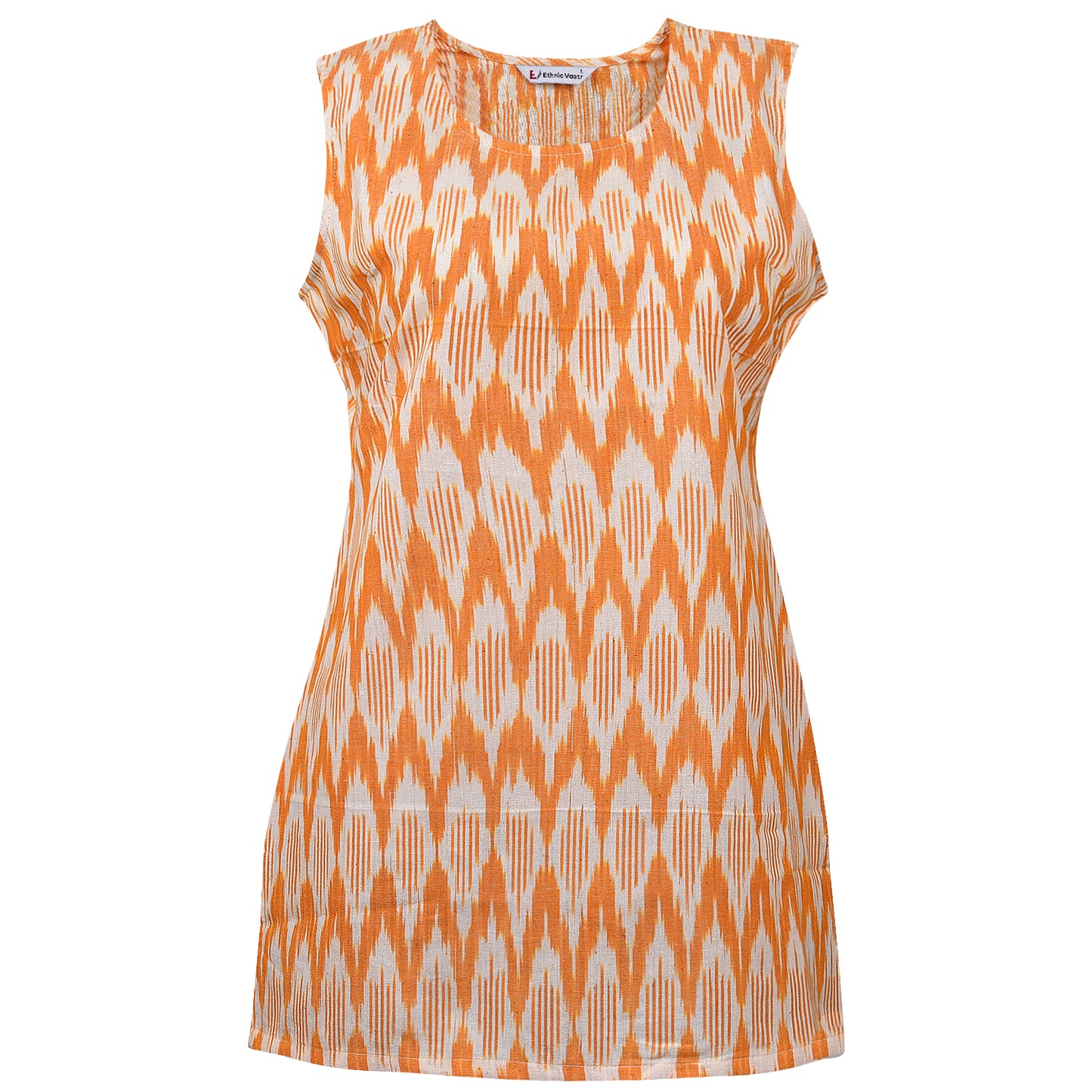 Yellow Ikat Short Kurta (Sleeveless)