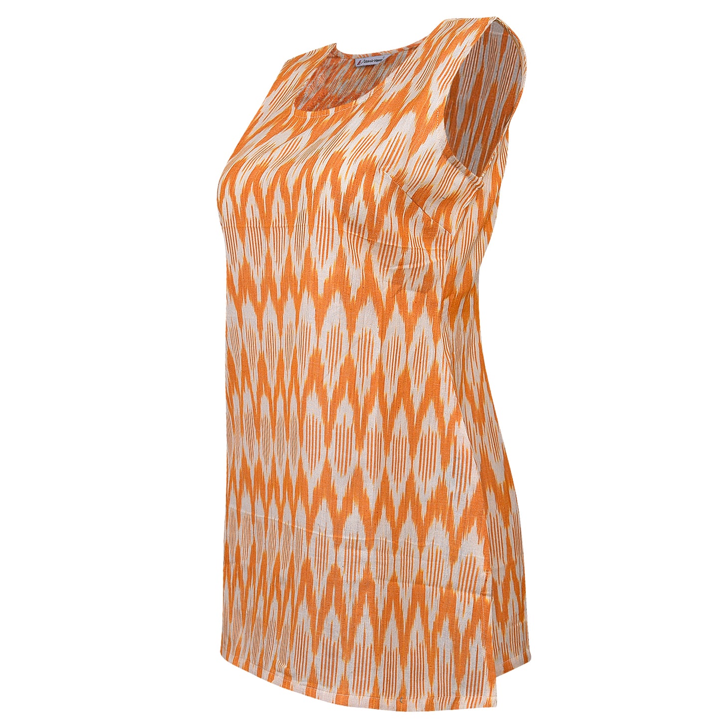 Yellow Ikat Short Kurta (Sleeveless)